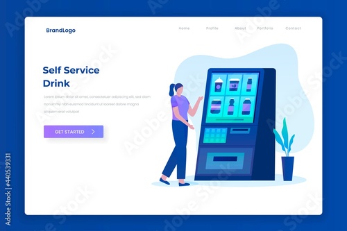 Self ordering drink service illustration landing page. illustrations for websites, landing pages, mobile applications, posters and banners. 