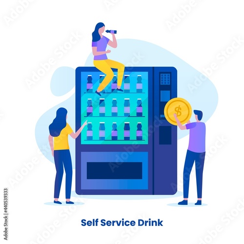 Self ordering drink service illustration concept. illustrations for websites, landing pages, mobile applications, posters and banners. 