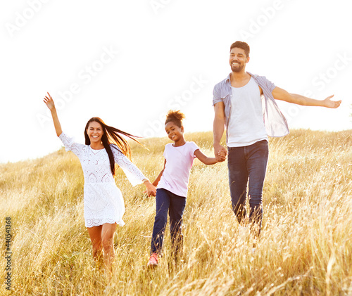 child daughter family happy mother father love fun together girl cheerful field outdoor natur summer