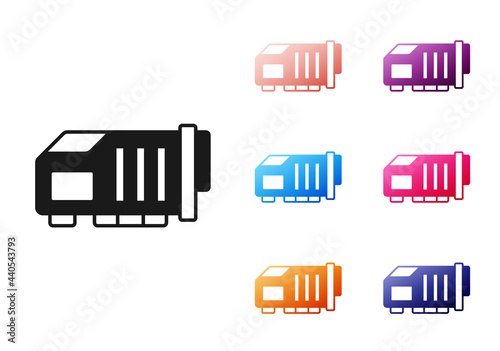 Black Video graphic card icon isolated on white background. Set icons colorful. Vector