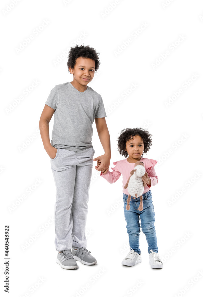 African-American children on white background African-American children on white background