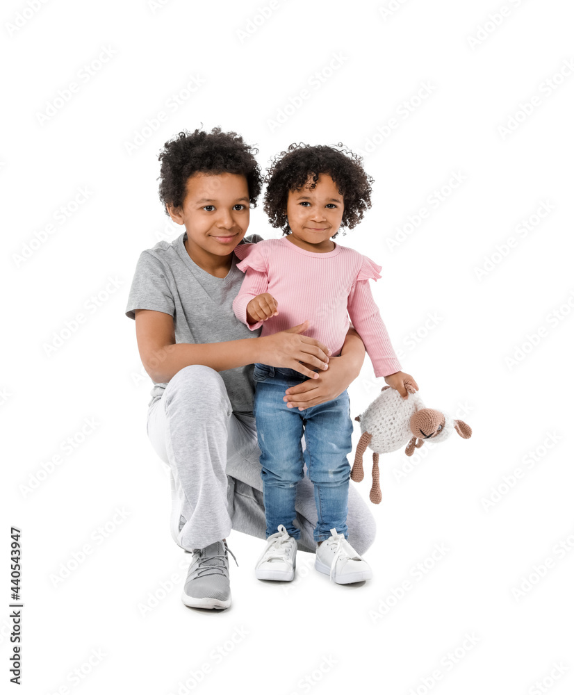 African-American children on white background African-American children on white background