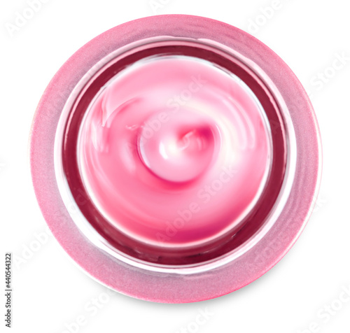 beauty cream or yogurt on white background with clipping path