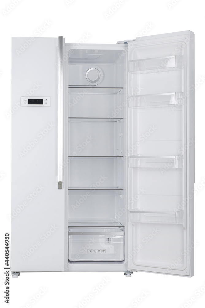 Refrigerator Isolated on White Background. Modern Kitchen and Domestic Major Appliances Refrigerator Isolated on White Background. Modern Kitchen and Domestic Major Appliances