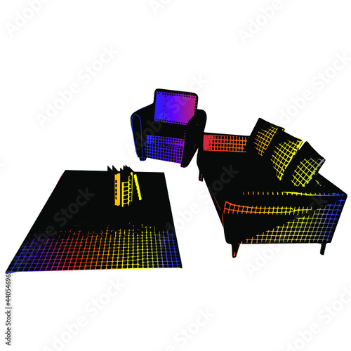 3d armchair and sofa illustration. Greed armchair cartoon
