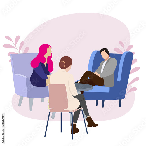 Couple being consulted by psychologist, family psychotherapia