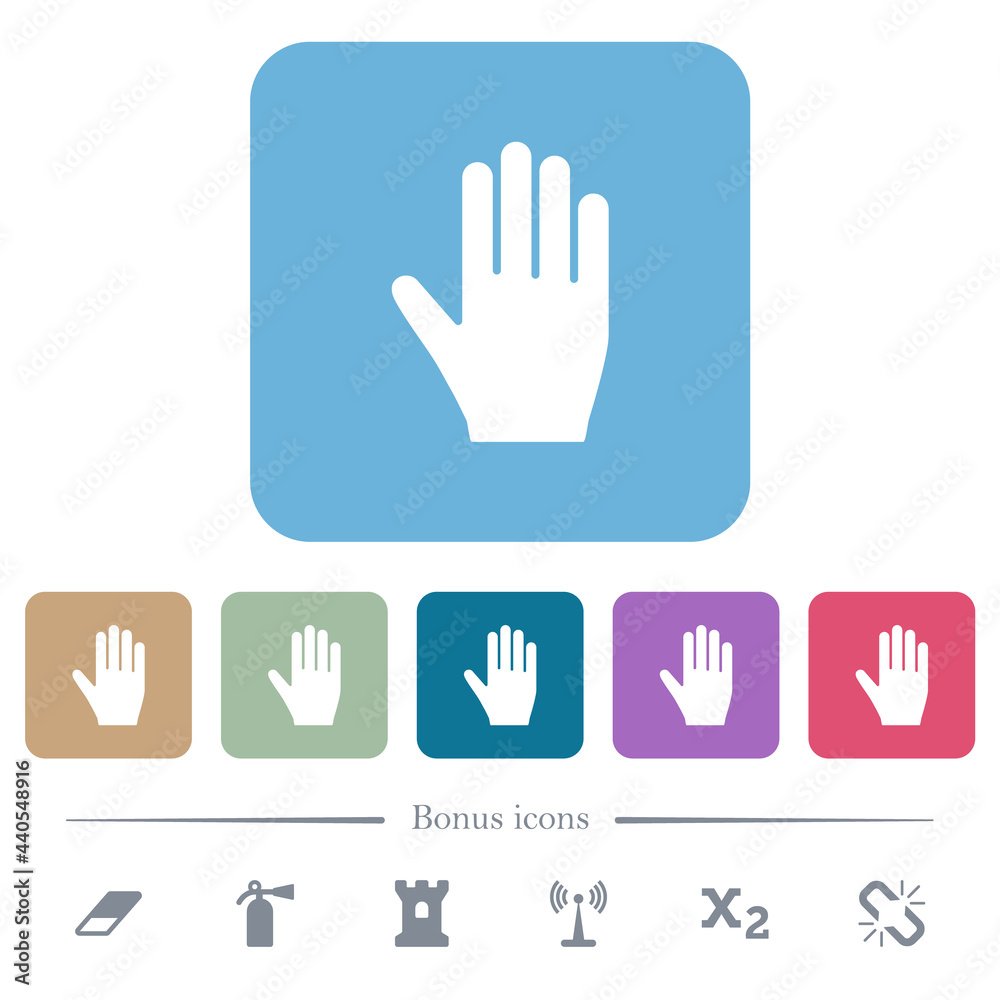 Right hand flat icons on color rounded square backgrounds Right hand flat icons on color rounded square backgrounds