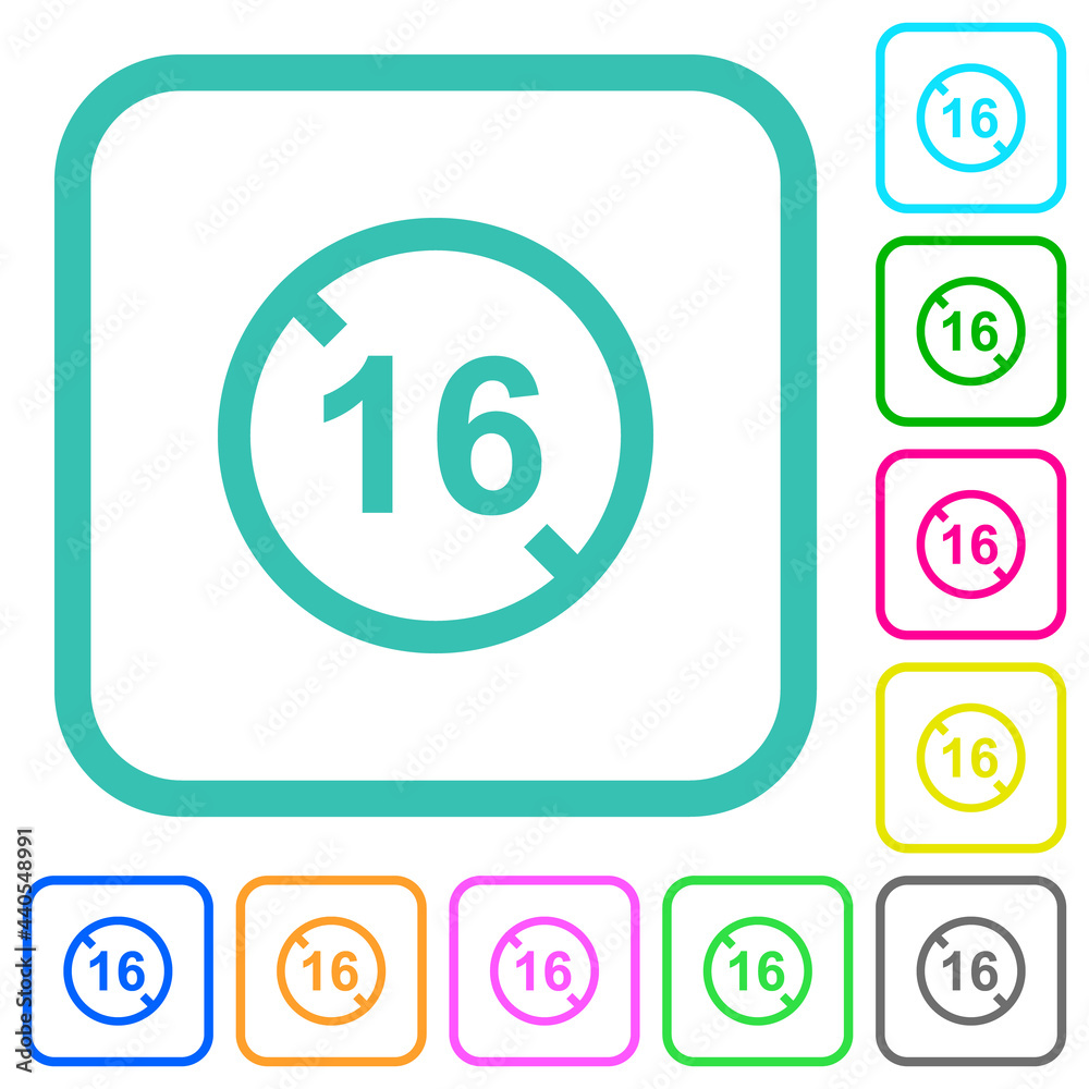 Not allowed under 16 vivid colored flat icons