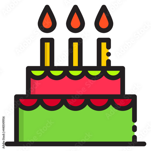 Birthday cake expenses money business cost color line style icon