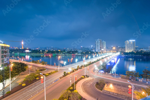 Night view of the bridge in Zhuhai, China 