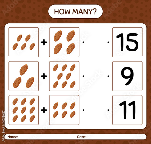 How many counting game with taro root. worksheet for preschool kids, kids activity sheet, printable worksheet