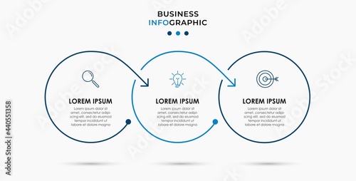 Vector Infographic design business template with icons and 3 options or steps. Can be used for process diagram, presentations, workflow layout, banner, flow chart, info graph