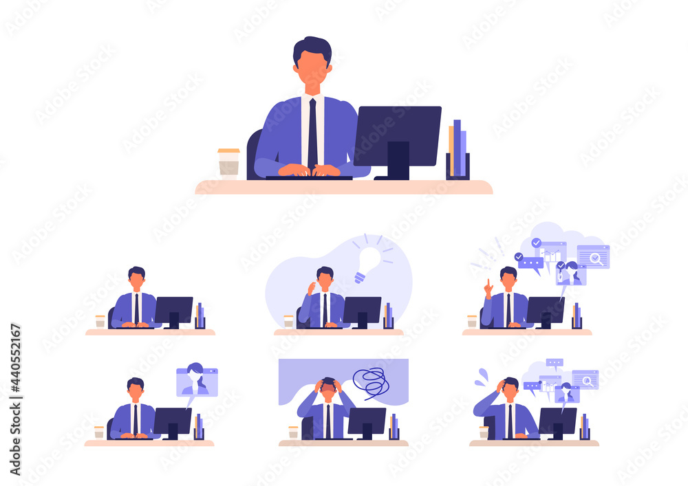 Telecommuting concept. Vector illustration of people having communication via telecommuting system. Telecommuting concept. Vector illustration of people having communication via telecommuting system.