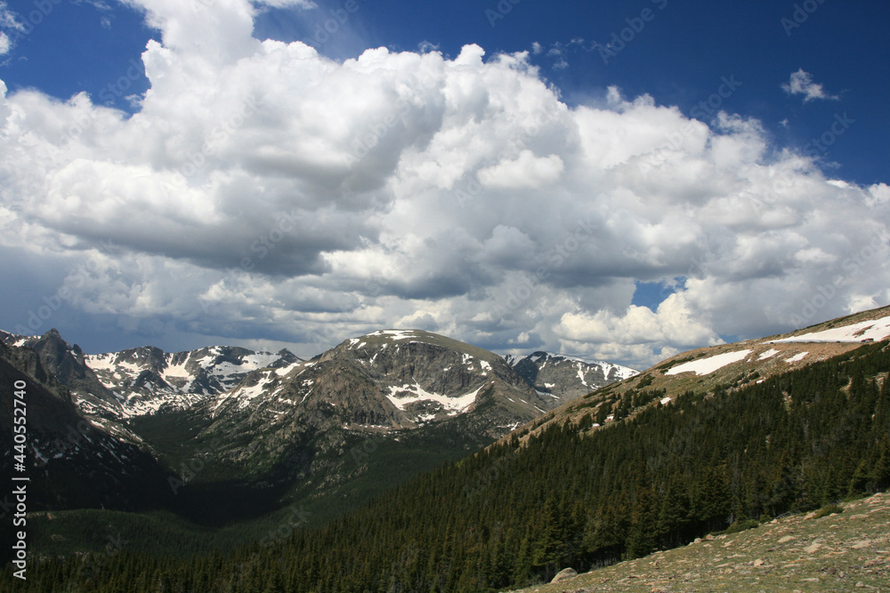 Rocky Mountain National Park and valley at spirng