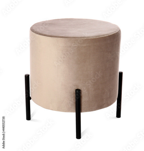 Stylish pouf on white background