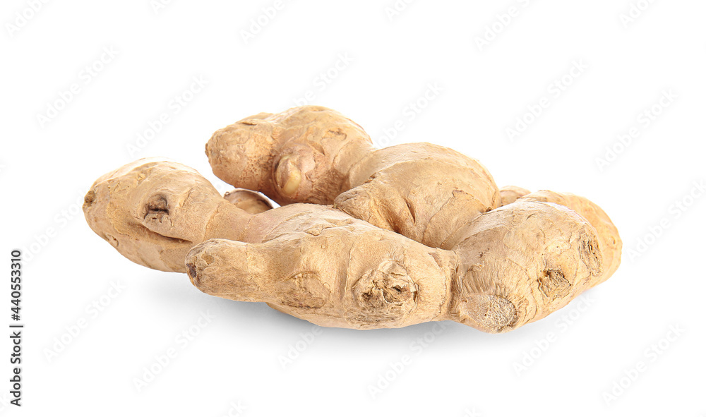 Fresh ginger on white background