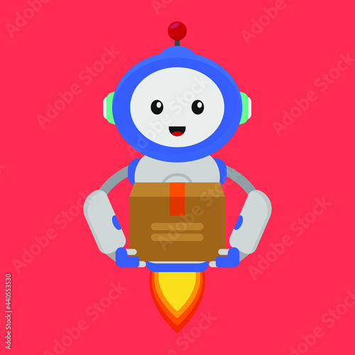 robot delivering packagesicon illustration vector graphic