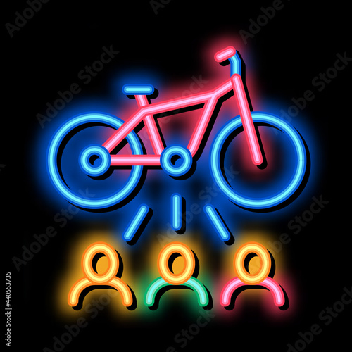 applicants for one bike neon light sign vector. Glowing bright icon applicants for one bike sign. transparent symbol illustration