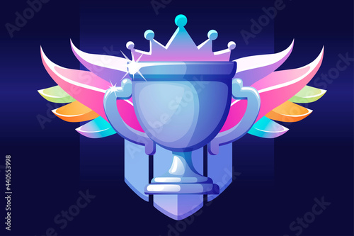 VIP cup award with wings for the winner for ui games.