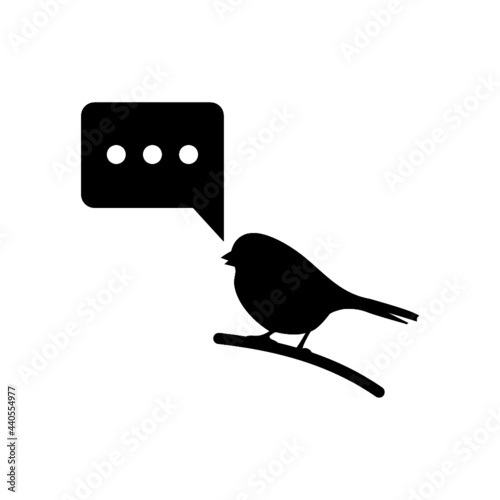 Bird with speech bubble icon isolated on white background