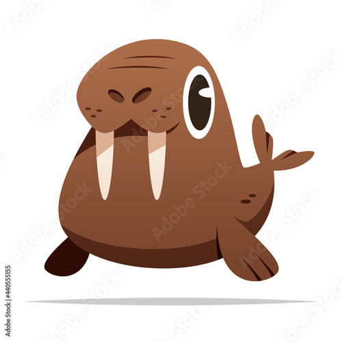 Cute cartoon walrus vector isolated illustration