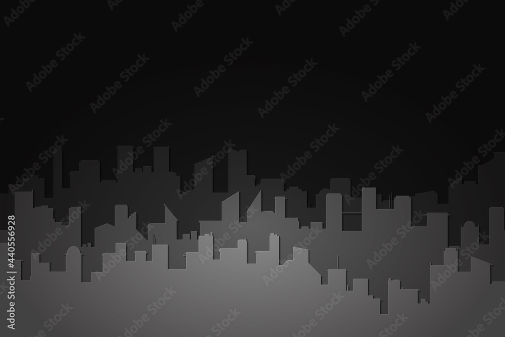 Black random city skyline Vector Paper style