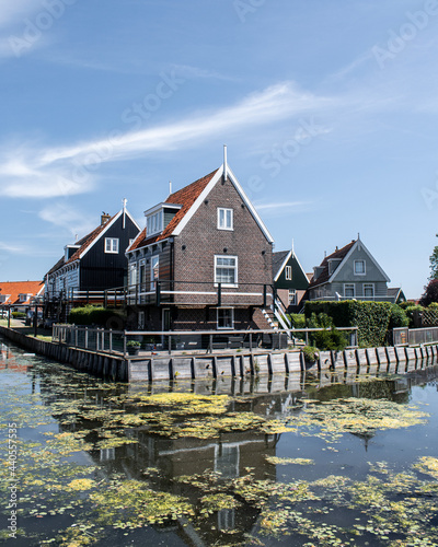 Houses in the typical Dutch fishing village Marken, the Netherlands