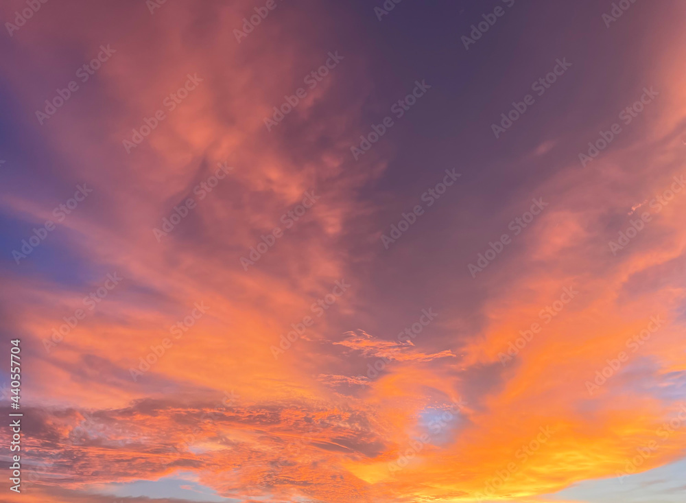Fototapeta premium colorful sky with cloud in sunset time after raining.