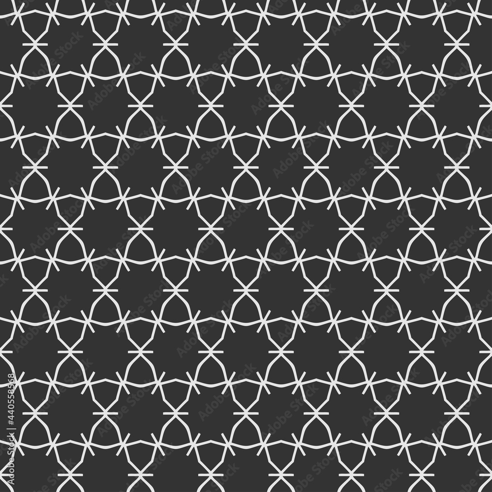 Naklejka premium Simple background pattern with geometric ornament on black background, wallpaper. Seamless pattern, texture. Vector illustration for design.