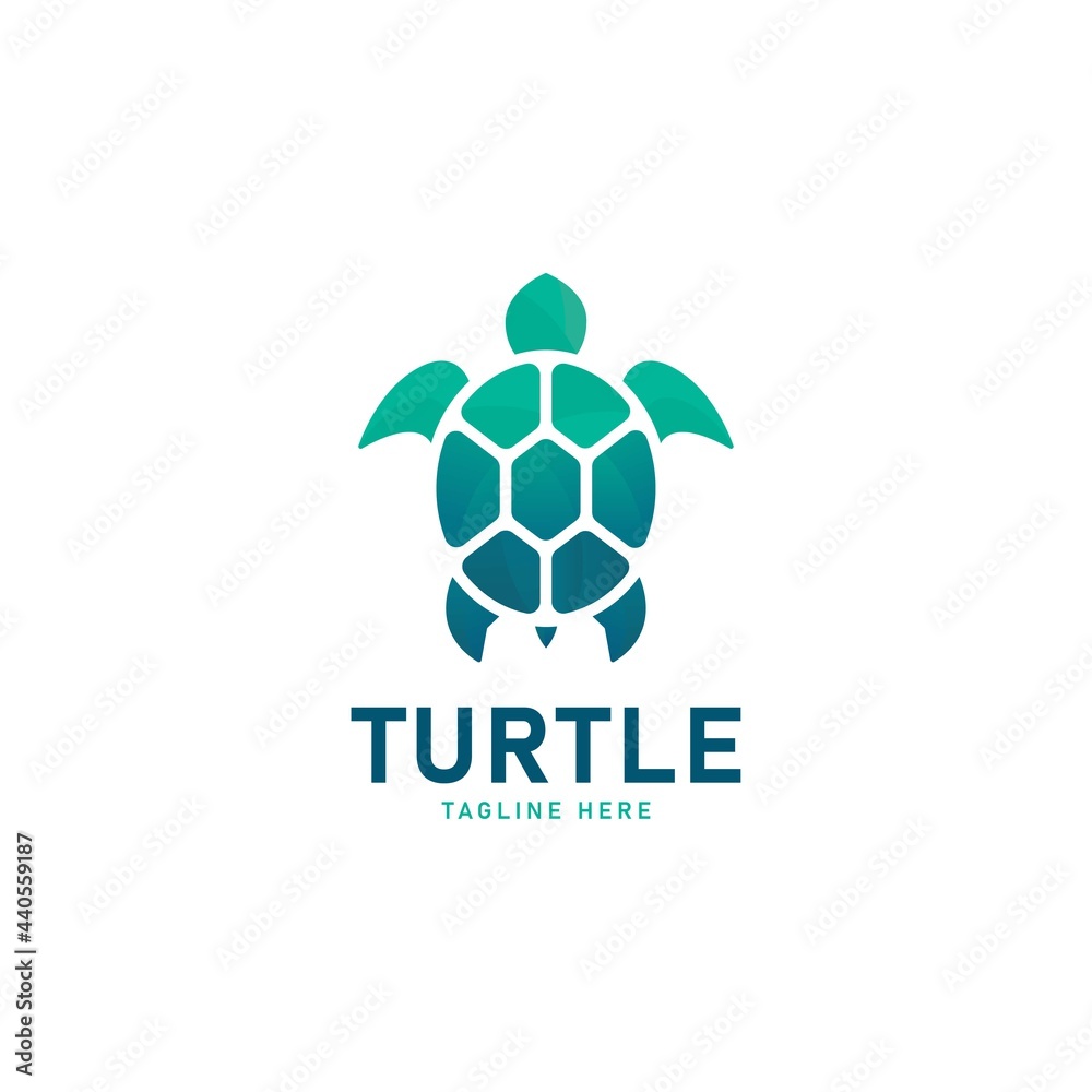 Obraz premium Vector Logo Illustration Turtle Gradient Colorful Style.