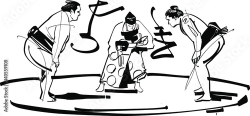 The vector sketch of the sumo wrestler