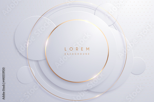 Abstract white and gold circle shapes background photo