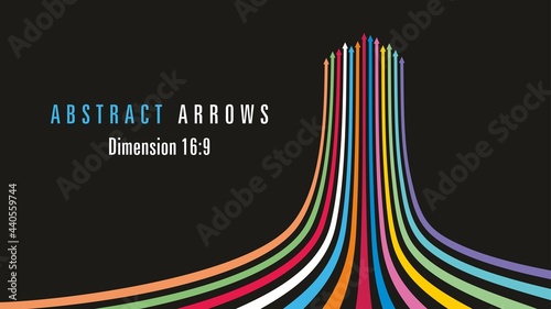 Arrows in perspective going up. Success concept. 16:9 dimension. Vector illustration. EPS10.