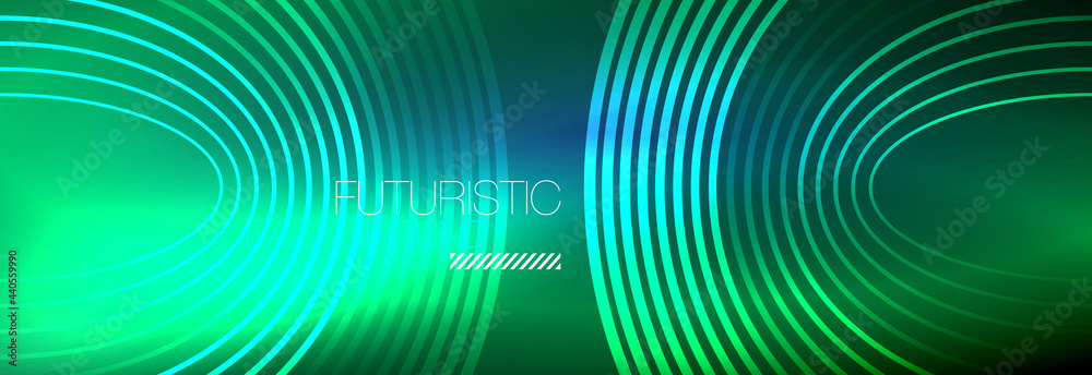Dark abstract background with glowing neon circles. Trendy layout template for business or technology presentation, internet poster or web brochure cover, wallpaper Dark abstract background with glowing neon circles. Trendy layout template for business or technology presentation, internet poster or web brochure cover, wallpaper