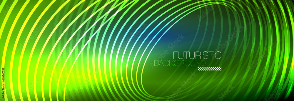 Dark abstract background with glowing neon circles. Trendy layout template for business or technology presentation, internet poster or web brochure cover, wallpaper Dark abstract background with glowing neon circles. Trendy layout template for business or technology presentation, internet poster or web brochure cover, wallpaper