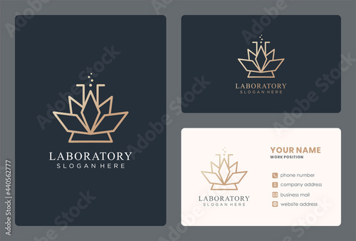 monogram laboratory logo design with a cannabis leaf.