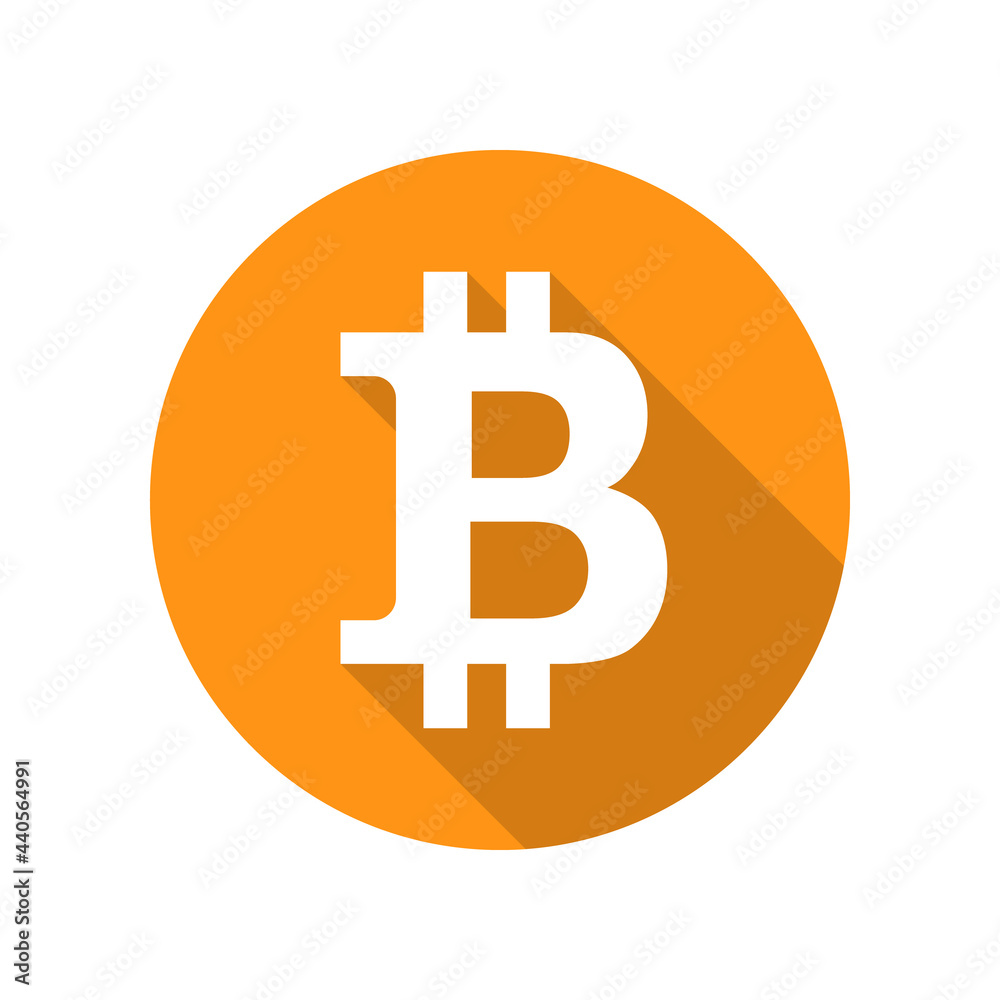 Bitcoin icon in flat design with long shadow. Vector illustration, circle shape, isolated on white background. Bitcoin icon in flat design with long shadow. Vector illustration, circle shape, isolated on white background.