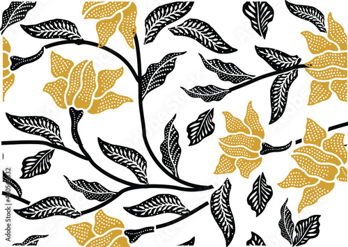 Indonesian batik motifs with very distinctive, exclusive plant patterns. vector EPS 10