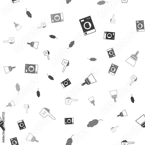 Set Washer, Feather, Rubber cleaner for windows and Washing powder on seamless pattern. Vector