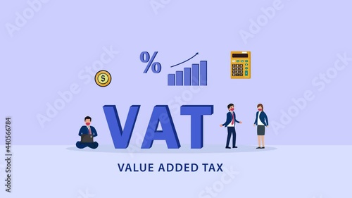 Group of business people with value added tax text