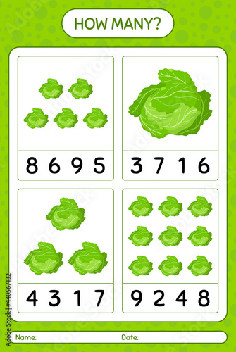 How many counting game with cabbage. worksheet for preschool kids  kids activity sheet  printable worksheet