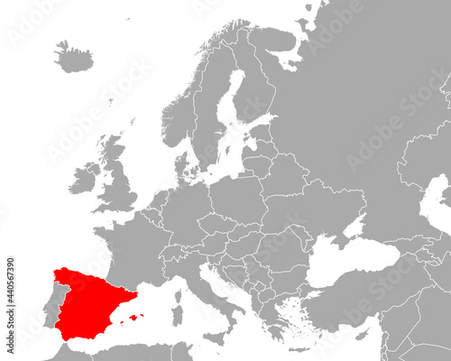 Karte von Spanien in Europa