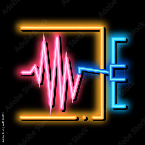 richter scale measurement neon light sign vector. Glowing bright icon richter scale measurement sign. transparent symbol illustration
