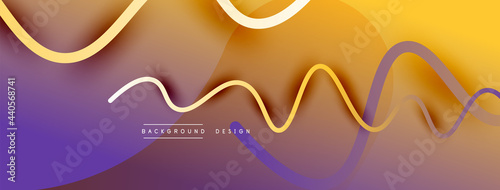 Abstract gradient background with wave line with shadow effect. Geometric composition. 3D shadow effects and fluid gradients