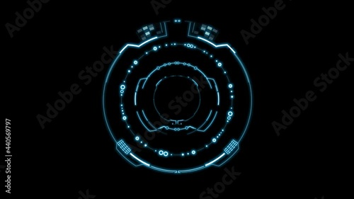 HUD technology elements background footage on black background. Futuristic Element User Interface Navigation with alpha channel.