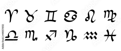 zodiac signs calligraphy vector icons カリグラフィー風12星座のマークセット
