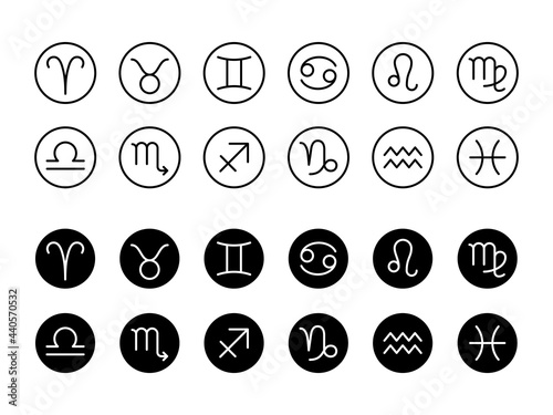 zodiac signs vector icons 12星座のマークのアイコンセット