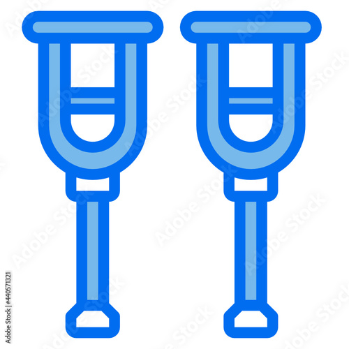 Crutch blue line icon
