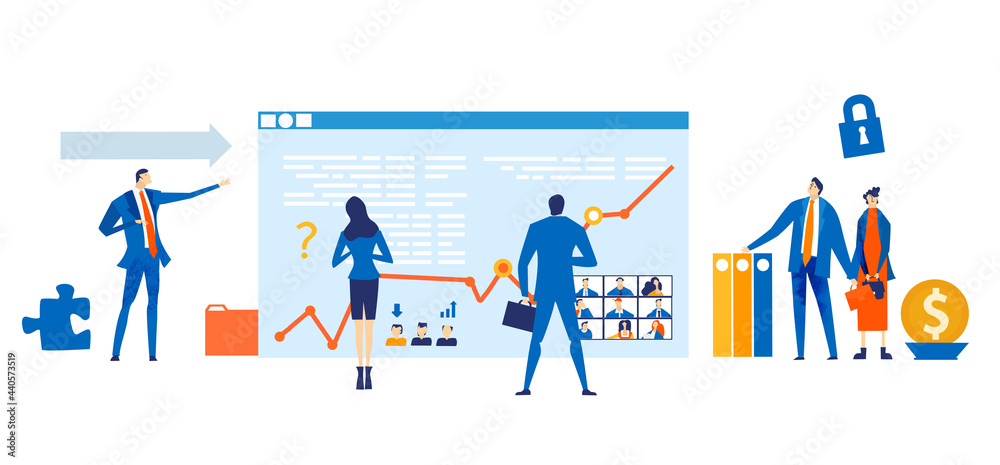 Business peopled diagram showing growth and positive result. Business concept illustration
