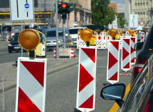 Baustelle mit Warnbarken photo